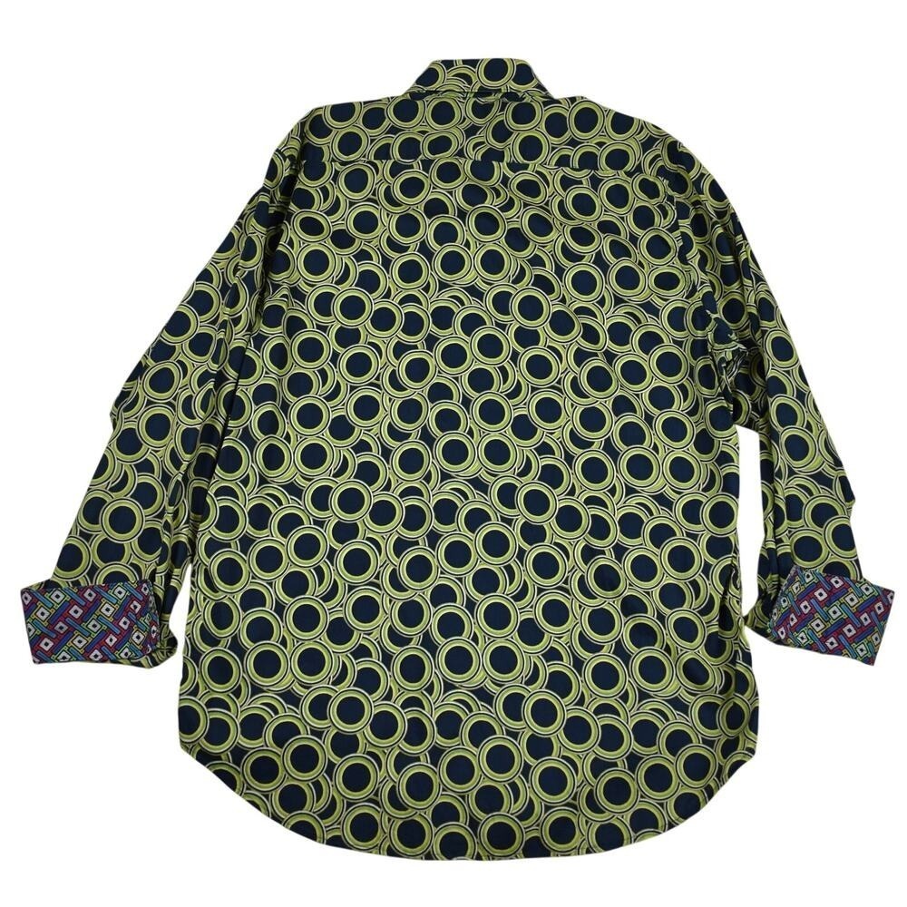 David Smith Australia Button Up Shirt Mens L Blue Green Long Sleeve Geometric - Picture 9 of 11